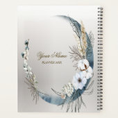 Boho Witte Orchidee Bloemen Blauwe Maan Elegant Pa Planner (Achterkant)