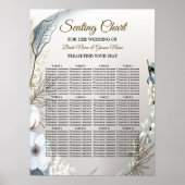 Boho Witte Orchidee Bloemen Blauwe Maan Elegant Pa Poster (Voorkant)