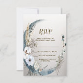 Boho Witte Orchidee Bloemen Blauwe Maan Elegant Pa RSVP Kaartje (Voorkant)
