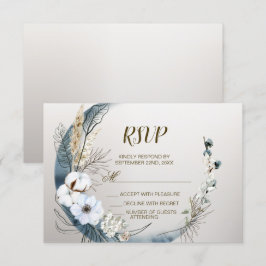 Boho Witte Orchidee Bloemen Blauwe Maan Elegant Pa RSVP Kaartje