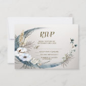 Boho Witte Orchidee Bloemen Blauwe Maan Elegant Pa RSVP Kaartje (Voorkant)