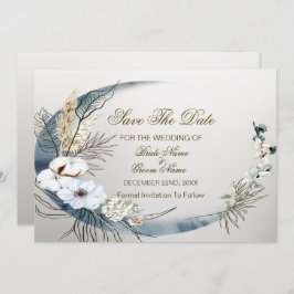Boho Witte Orchidee Bloemen Blauwe Maan Elegant Pa Save The Date