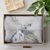 Boho Witte Orchidee Bloemen Blauwe Maan Elegant Pa Tissuepapier (Geschenk)