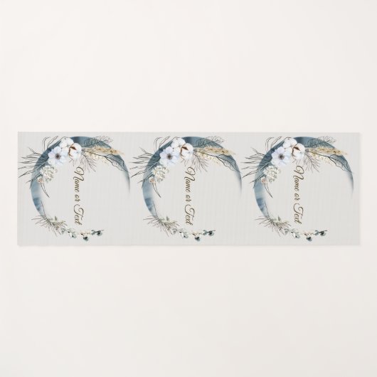 Boho Witte Orchidee Bloemen Blauwe Maan Elegant Yogamat (Voorkant (horizontaal))