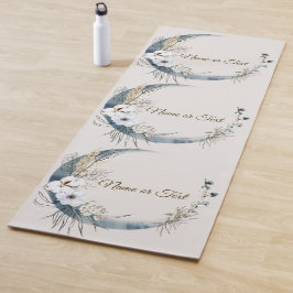 Boho Witte Orchidee Bloemen Blauwe Maan Elegant Yogamat