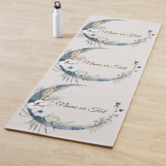 Boho Witte Orchidee Bloemen Blauwe Maan Elegant Yogamat