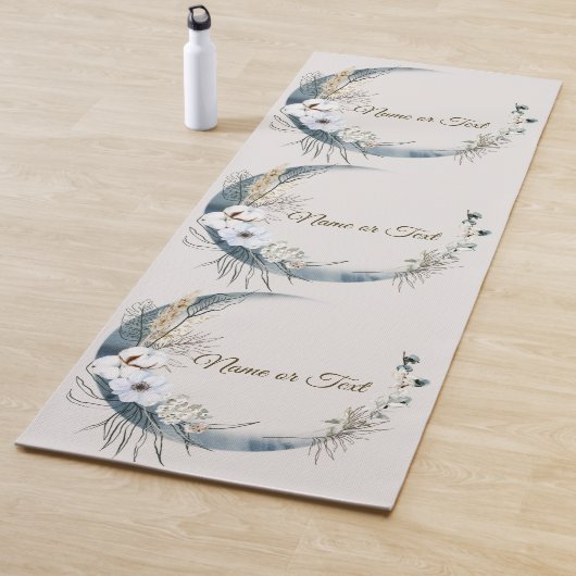 Boho Witte Orchidee Bloemen Blauwe Maan Elegant Yogamat (In situ)
