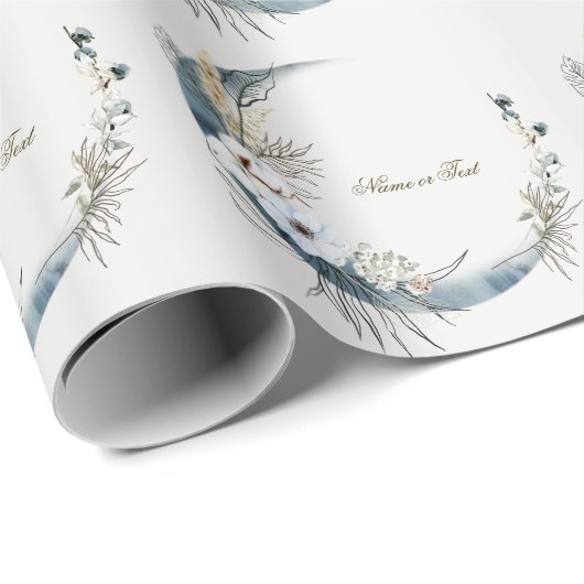 Boho witte orchidee bloemen blauwe maan elegante p cadeaupapier (Rol Hoek)