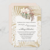 BOHO Witte Orchidee Bloemig Tropisch Loofwerk Kraf Kaart (Voorkant / Achterkant)