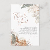 Boho witte orchidee en pampasgras bruids douche bedankkaart (Voorkant)