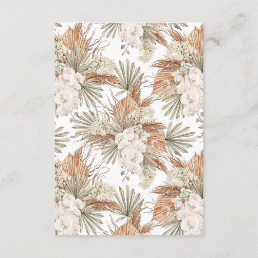 Boho witte orchidee en pampasgras bruids douche bedankkaart (Achterkant)