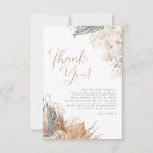 Boho witte orchidee en pampasgras bruidsdouche bedankkaart (Voorkant)