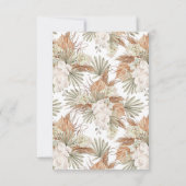 Boho Witte Orchidee & Pampas Gras Bruidsdouche Bedankkaart (Achterkant)