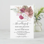 Boho Witte Orchideeën Blos Roze-Bordeaux Bloemige  Kaart (Staand voorkant)