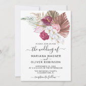Boho Witte Orchideeën Blos Roze Bourgondië Bloemig Kaart (Voorkant)
