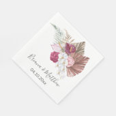 Boho Witte Orchideeën Burgundy Bloemige Bruiloft Servet (Hoek)
