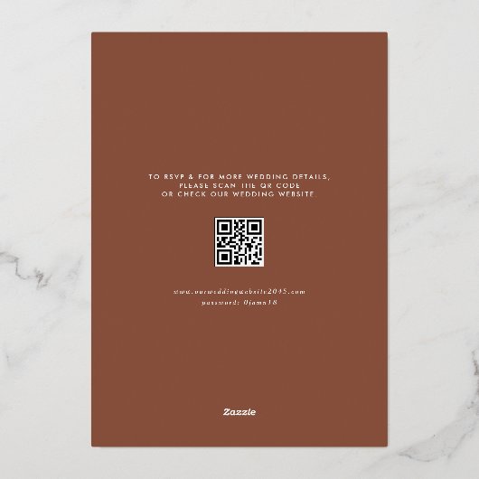 Boho Witte Orchideeën en Gedroogde Palm QR Code Tr Folie Uitnodiging (Achterkant)