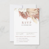 Boho witte orchideeën en gedroogde palmbladeren br RSVP kaartje (Voorkant)