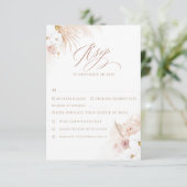 Boho Witte Orchideeën Pampas Gras Bruiloft RSVP Kaartje (Staand voorkant)