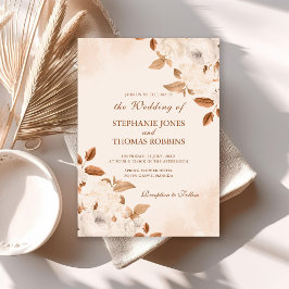 Boho Witte Pioenrozen Trouwuitnodiging Kaart