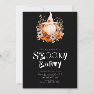 Boho Witte Pompoen Heksenhoed Halloween Feest Kaart