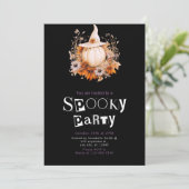 Boho Witte Pompoen Heksenhoed Halloween Feest Kaart (Staand voorkant)