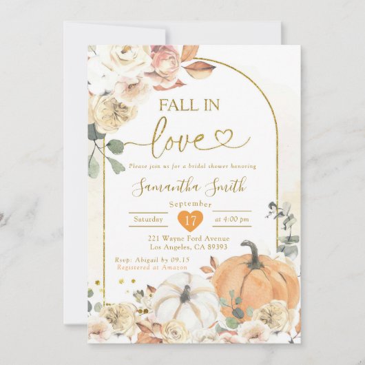 Boho Witte Pompoen Herfst in Liefde Vrijgezellenfe Kaart (Voorkant)