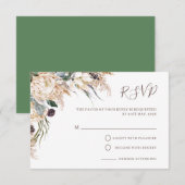 Boho Witte Protea Pampas Gras Huwelijk RSVP Kaart (Voorkant / Achterkant)
