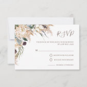 Boho Witte Protea Pampas Gras Trouw RSVP Kaart (Voorkant)