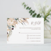 Boho Witte Protea Pampas Gras Trouw RSVP Kaart (Staand voorkant)
