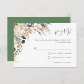 Boho Witte Protea Pampas Gras Trouw RSVP Kaart (Voorkant / Achterkant)