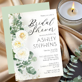 Boho Witte Roos Bloemstuk | Eucalyptus Bruiloftsbo Kaart