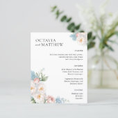 BOHO WITTE ROZEN BLOEMEN BRUILOFT DINER MENU (Staand voorkant)