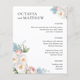 BOHO WITTE ROZEN BLOEMEN BRUILOFT DINER MENU