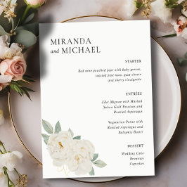 BOHO WITTE ROZEN BLOEMEN BRUILOFT DINER MENU
