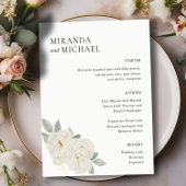 BOHO WITTE ROZEN BLOEMEN BRUILOFT DINER MENU