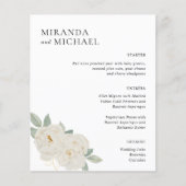 BOHO WITTE ROZEN BLOEMEN BRUILOFT DINER MENU (Voorkant)