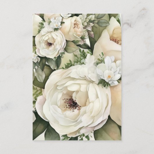 Boho witte rozen en donker bordeaux bruiloft detai informatiekaartje (Achterkant)