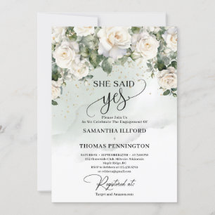 Boho witte rozen en groene eucalyptus zei ze ja kaart