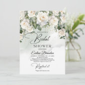 Boho witte rozen eucalyptus groen en goud kaart (Staand voorkant)