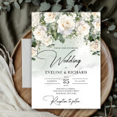 Boho witte rozen eucalyptus groen en goud kaart