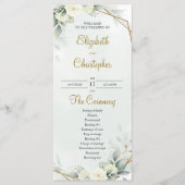Boho Witte Rozen Eucalyptus Groenery Goud Programmakaart (Voorkant)