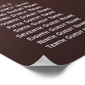 Boho witte rozen op bordeaux bruiloft zitplaatsen poster (Hoek)