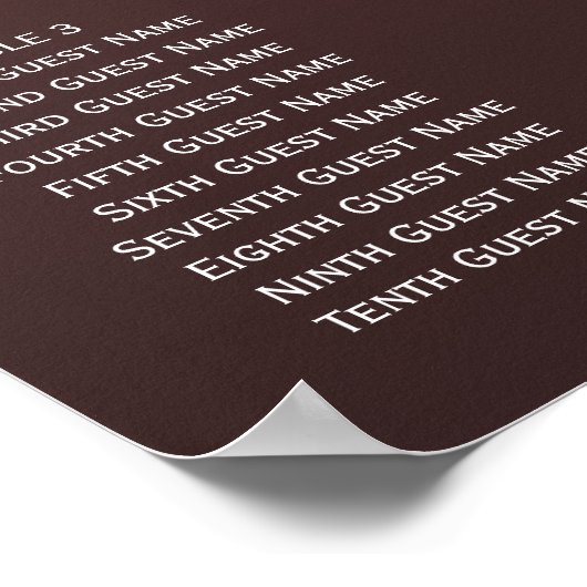 Boho witte rozen op bordeaux bruiloft zitplaatsen  poster (Hoek)