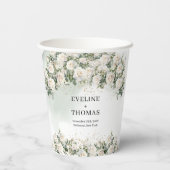 Boho Witte Rozen salie Groen en Gouden bruiloft Papieren Bekers (Achterkant)