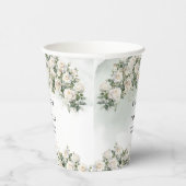 Boho Witte Rozen salie Groen en Gouden bruiloft Papieren Bekers (Rechts)