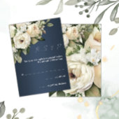 Boho witte rozen stoffig blauw bruiloft RSVP Kaart