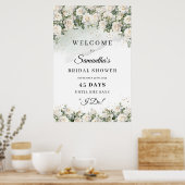 Boho  witte rozen Vrijgezellenfeest tellen af Poster (Keuken)