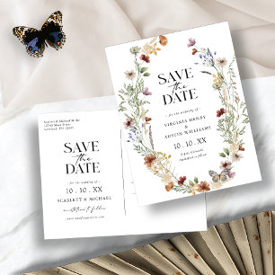 Boho Witte Save The Date-ansichtkaart Briefkaart