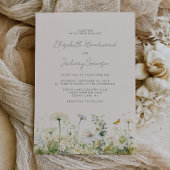 Boho Witte Wildbloemen Waterverf Bloemen Bruiloft Kaart